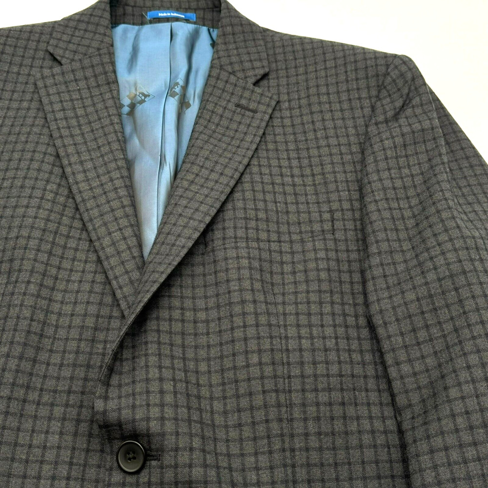VINCE CAMUTO Men's‎ 40R Modern 100% Wool Blazer Suit Jacket Gray Check Plaid